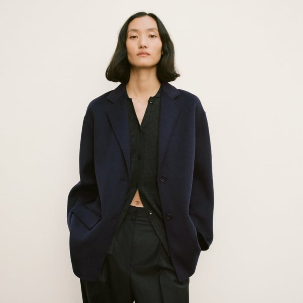 Zara Navy Oversized Blazer Jacket